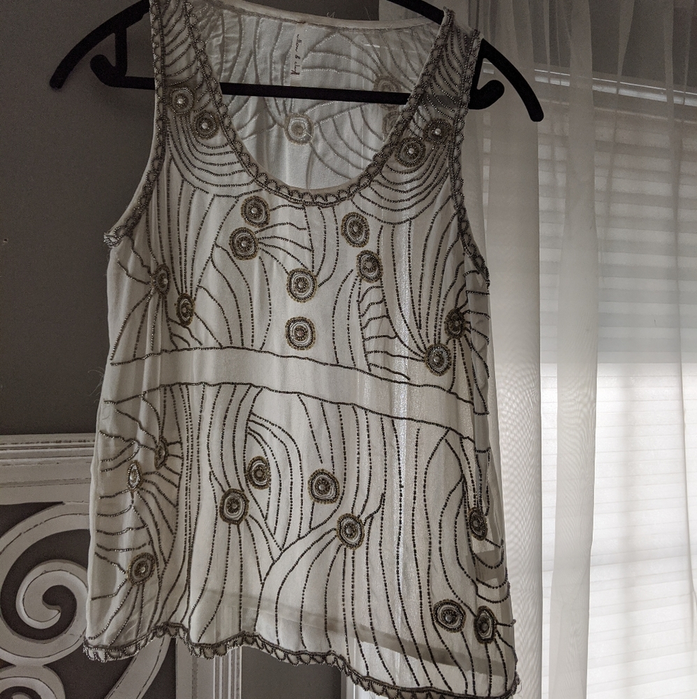 Sheer beaded tank